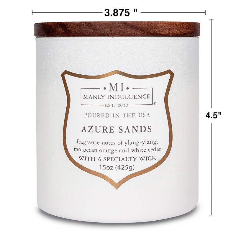 Manly Indulgence Azure Sands Scented Candles for Men, 15 oz Wooden Wick, Premium Soy Blend Wax, 60H Burn, Candles for Home Scented - Made in The USA - Image 5